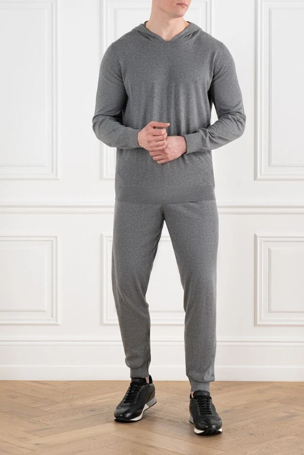 Corneliani серый прогулочный костюм мужской из хлопка и кашемира 186652 - фото 2