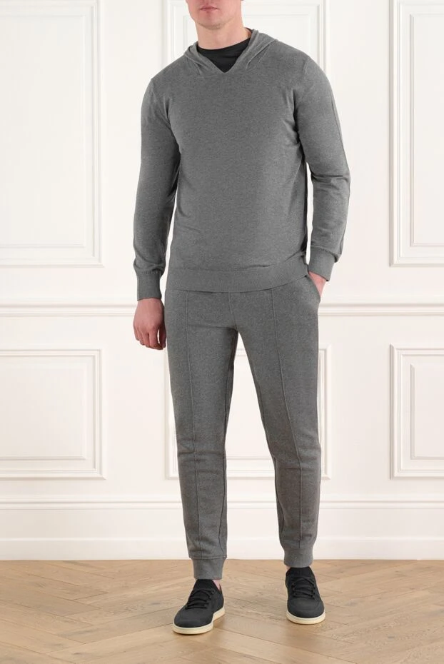 Corneliani серое худи из хлопка и кашемира мужское 186653 - фото 2