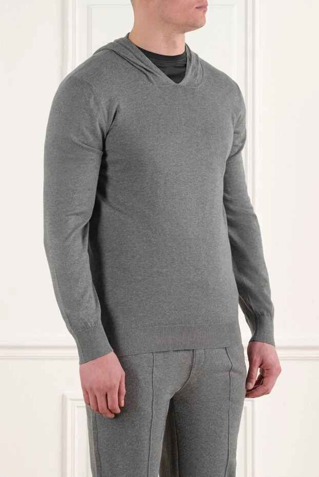 Corneliani gray cotton and cashmere hoodie for men 186653 - photo 3