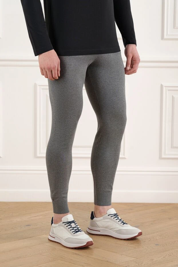 Corneliani мақта мен кашемирден тігілген жұқа ерлер шалбары, сұр түсті 186654 - фото 3