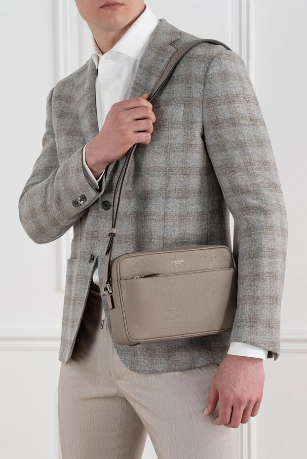 Serapian east west messenger bag in cachemire leather, beige 186656 - photo 3