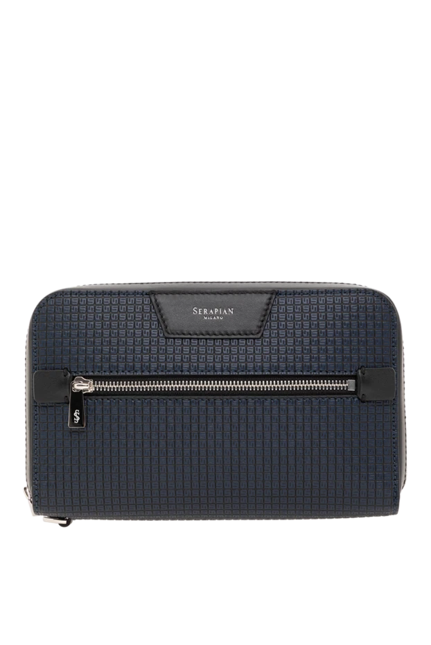 Клатч в цвете Ocean Blue Stepan с деталями из черной кожи - фото 1