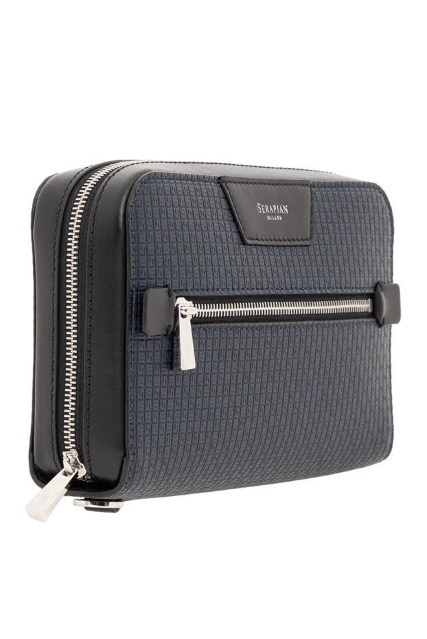 Serapian клатч в цвете ocean blue stepan с деталями из черной кожи 186659 - фото 3