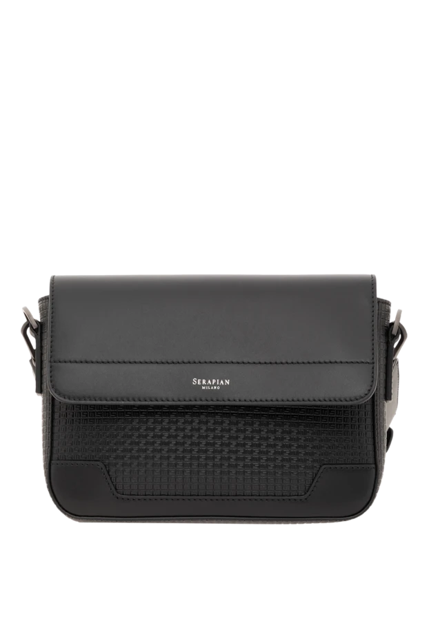 Crossbody bag in Stepan finish with calfskin inserts, black - photo 1