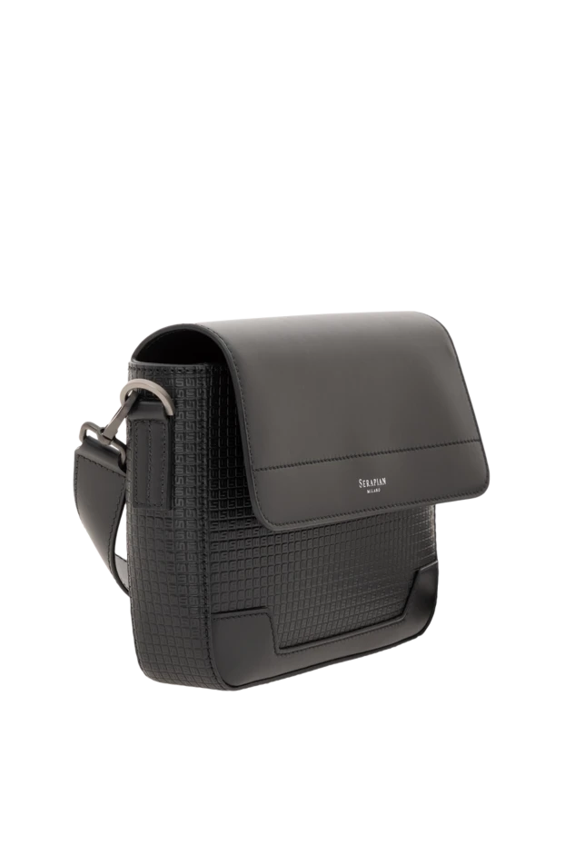 Serapian сумка через плечо в отделке stepan со вставками из телячьей кожи черная 186664 - фото 3