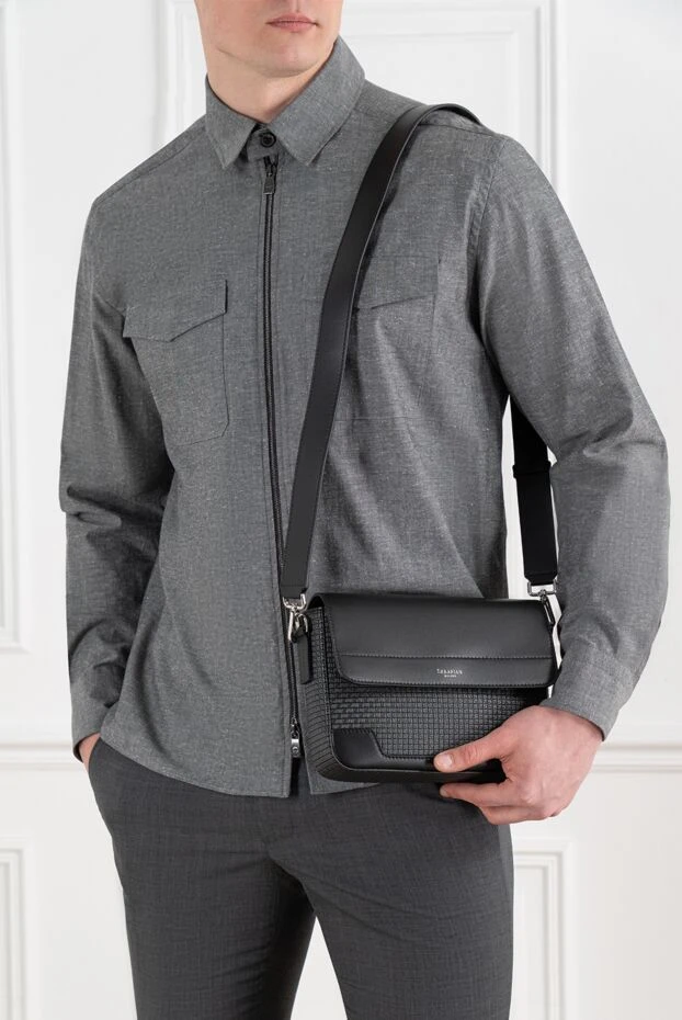 Crossbody bag in Stepan finish with calfskin inserts, gray - photo 2