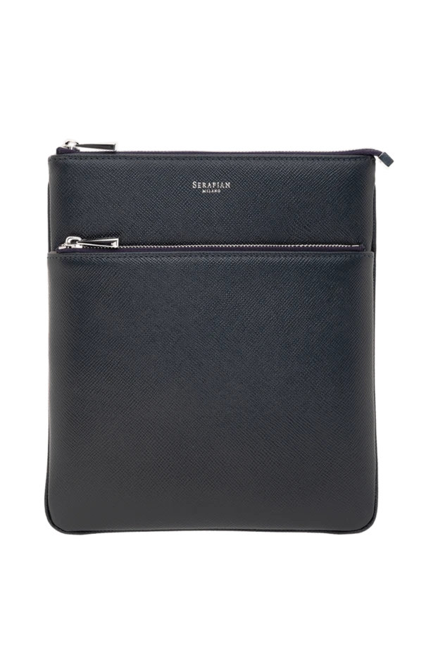 Flat crossbody bag in Evoluzione leather blue - photo 1