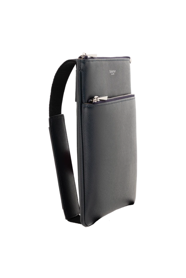 Serapian плоская сумка через плечо из кожи evoluzione синяя 186666 - фото 3