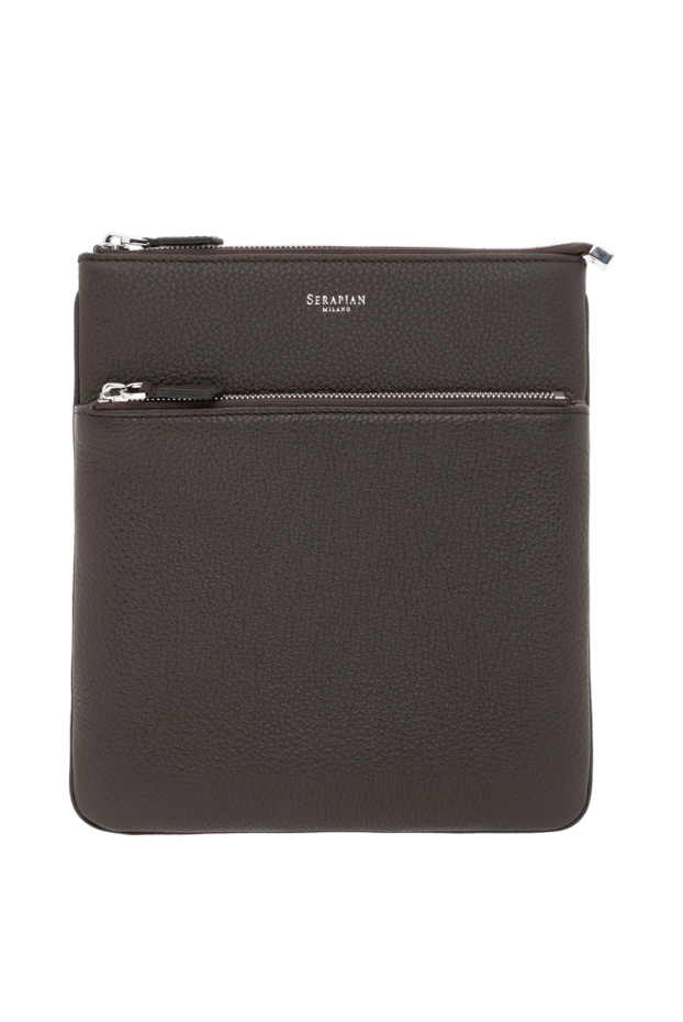 Cachemire былғарыдан жасалған жалпақ ерлер сөмкесі, қоңыр түсті - фото 1