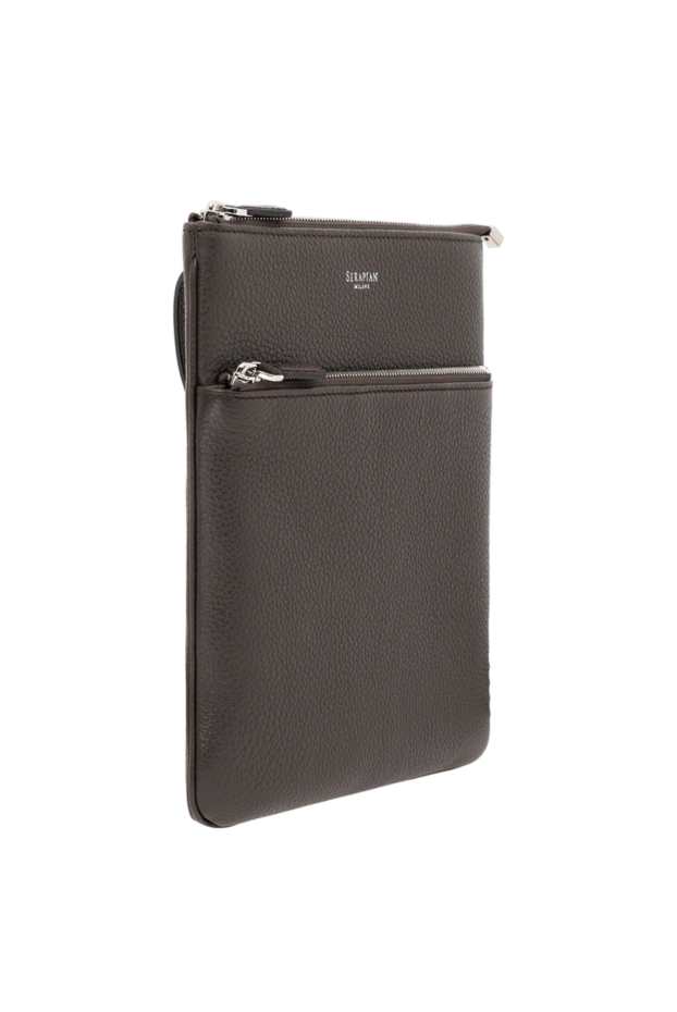 Serapian плоская мужская сумка из кожи cachemire коричневая 186670 - фото 3