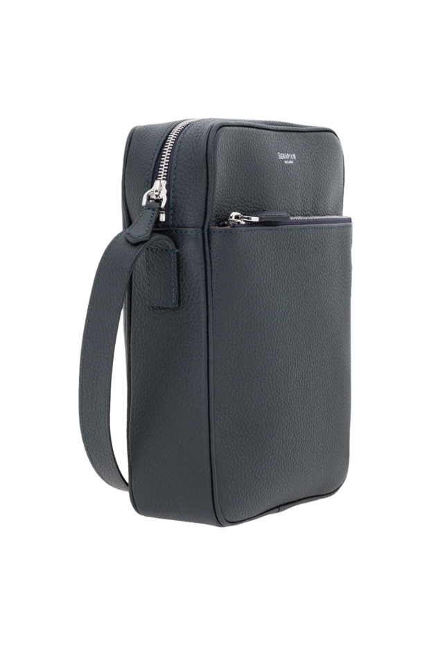 Serapian сумка-мессенджер north south из кожи cachemire синяя 186671 - фото 3