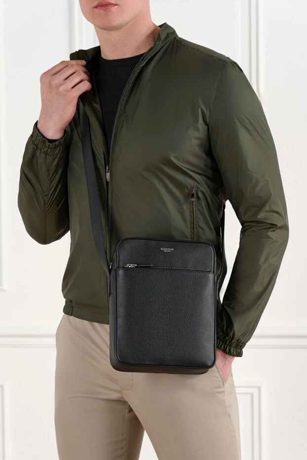 Serapian сумка-мессенджер north south из кожи cachemire черная 186672 - фото 3