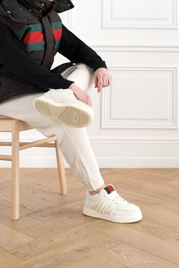 Gucci кроссовки мужские re-web с эффектом шерсти мериноса 186679 - фото 2