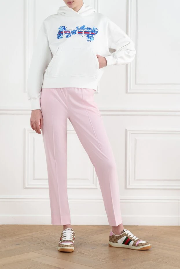 Gucci белое худи из хлопка женское с логотипом 186682 - фото 2