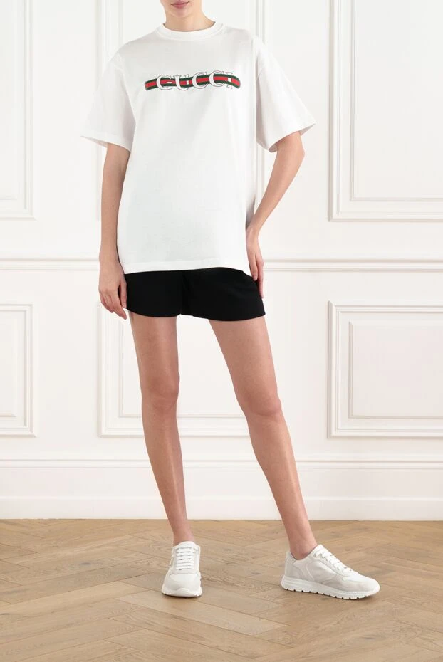 Gucci хлопковая футболка белая с логотипом 186684 - фото 2