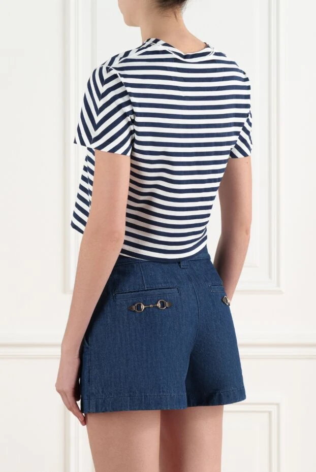 Gucci полосатая футболка из хлопка белая женская 186686 - фото 3