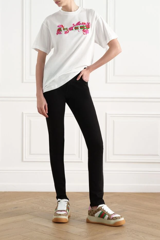 Gucci джинсы женские черные из хлопка 186692 - фото 2