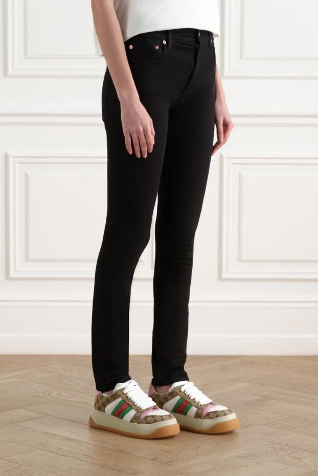 Gucci джинсы женские черные из хлопка 186692 - фото 3