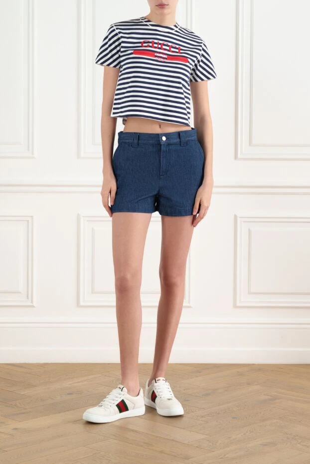 Шорты с низкой посадкой из денима с Horsebit женские - фото 2