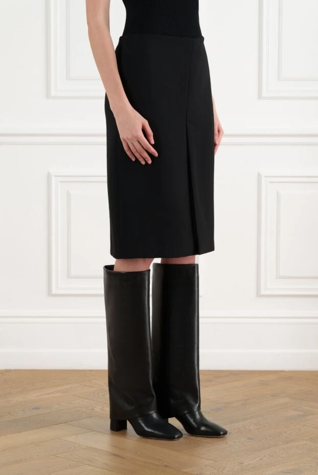 Gucci юбка-миди из шерстяного крепа черная 186697 - фото 3