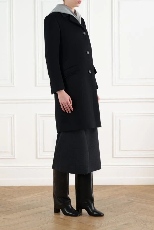 Gucci черное шерстяное пальто женское длинное 186700 - фото 3