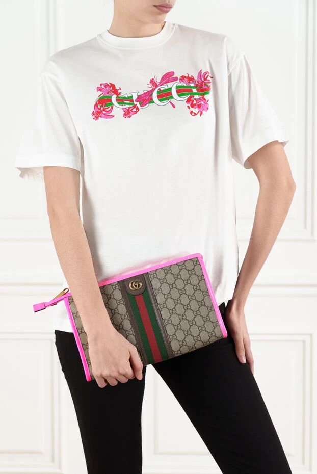 Клатч Ophidia с символом GG коричневый женский - фото 2