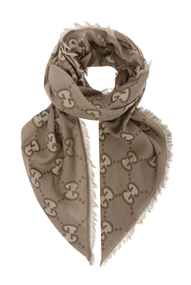 Шаль Paw из смеси шелка и хлопка с фирменным логотипом GG - фото 1
