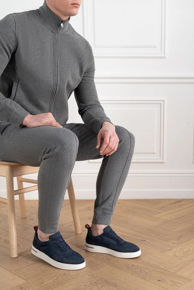 Loro Piana кроссовки newport walk из микрофибры и замши мужские синие 186705 - фото 2