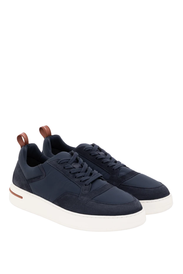 Loro Piana men's newport walk microfiber and suede sneakers blue 186705 - photo 3
