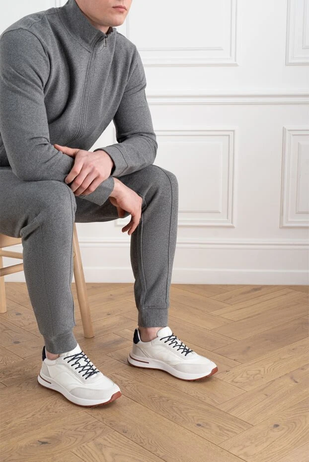Loro Piana week end walk ақ түсті ерлерге арналған микрофибра кроссовкалары 186708 - фото 2