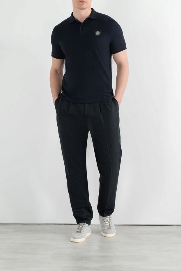 Рубашка-поло облегающего кроя с нашивкой «Компас» синяя - фото 2