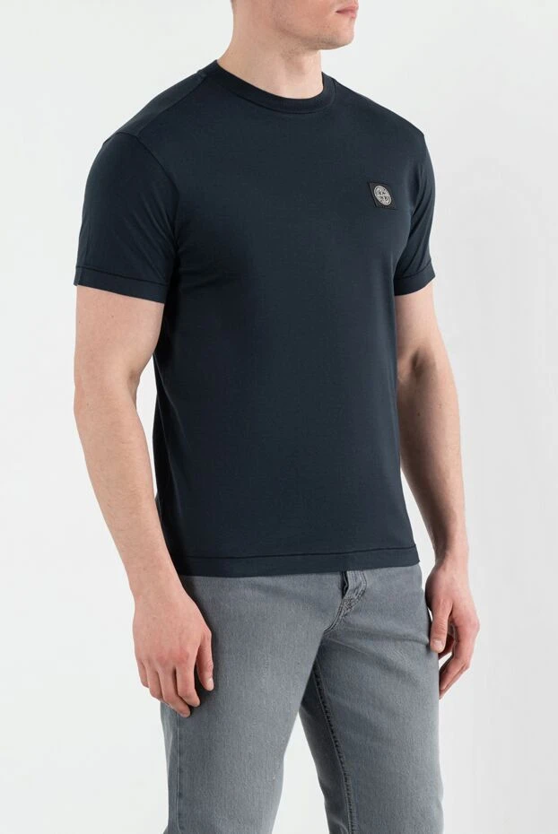 Stone Island логотипті патчпен көк мақта жейде 186720 - фото 3