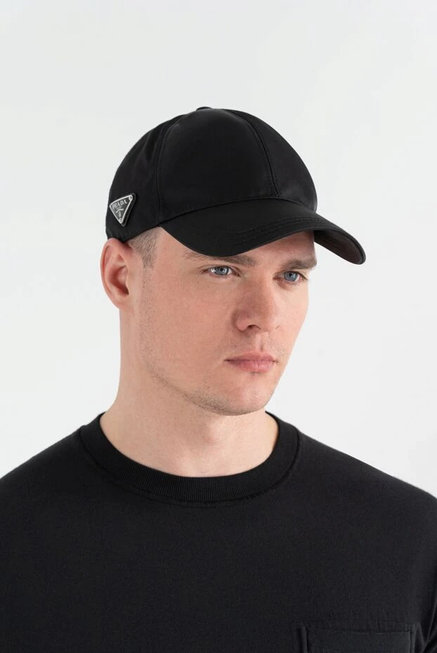 Prada кепка мужская черная с фирменным логотипом 186724 - фото 2