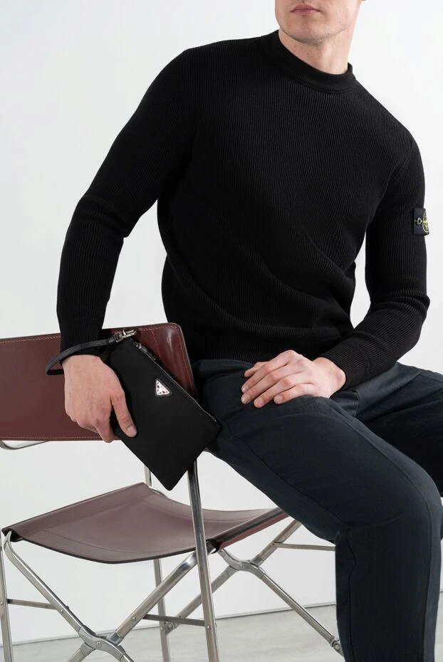 Prada кошелек мужской черный из нейлона на молнии 186725 - фото 3