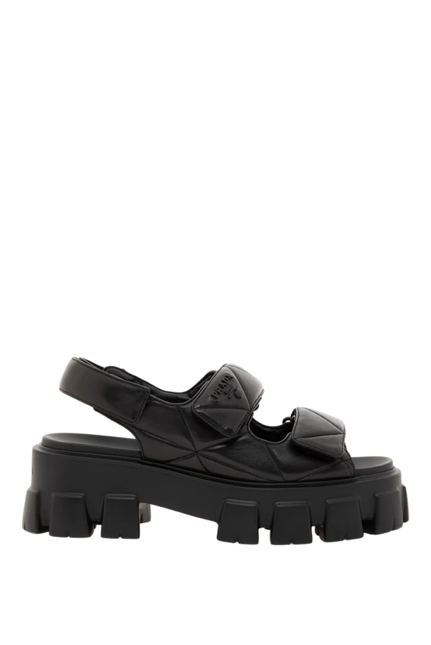Prada стеганые сандалии кожаные черные женские 186728 - фото 1