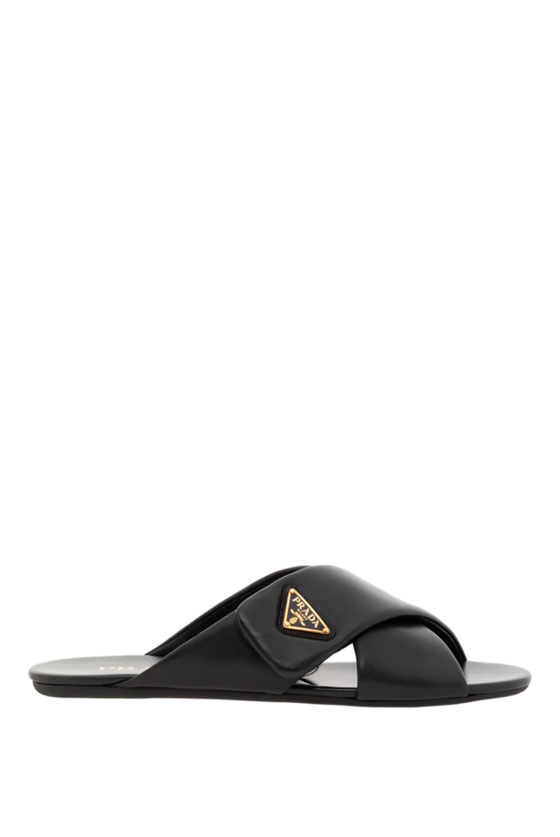 Мягкие шлепанцы из кожи наппа с логотипом - фото 1