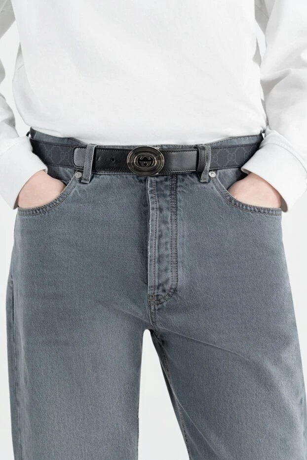 Gucci ремень с монограммой и металлической пряжкой черный 186747 - фото 2