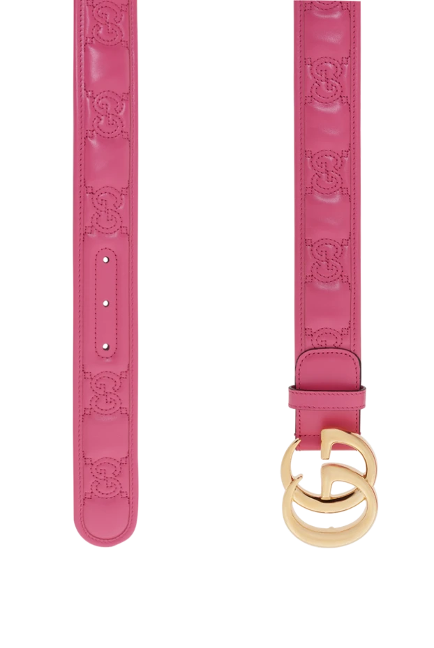 Gucci розовый женский ремень с золотой пряжкой gg 186749 - фото 3