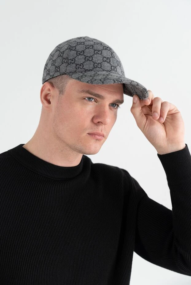 Бейсболка из фланели с шерстяной подкладкой серая мужская - фото 2