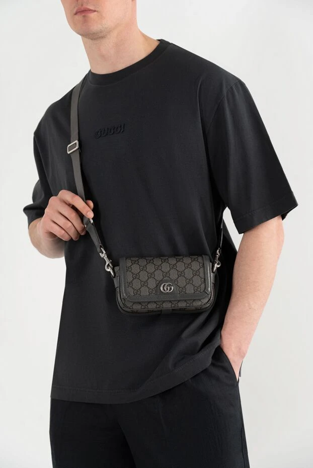 Gucci мужская мини-сумка gucci ophidia gg monogram серая 186761 - фото 2