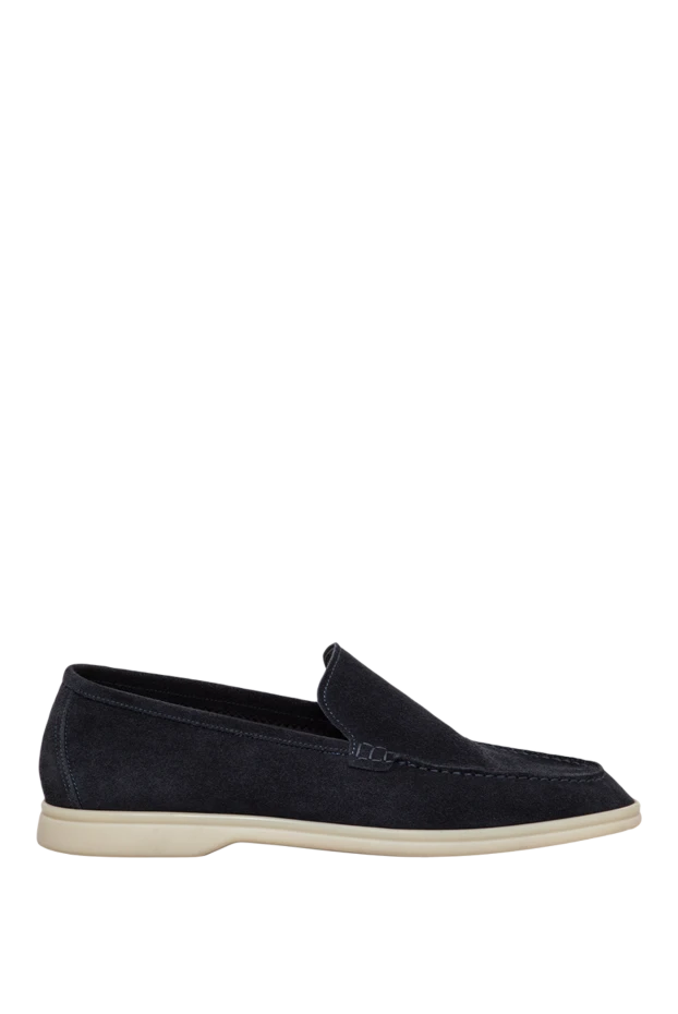 Cesare di Napoli men's dark blue suede loafers with a light sole 186771 - photo 1