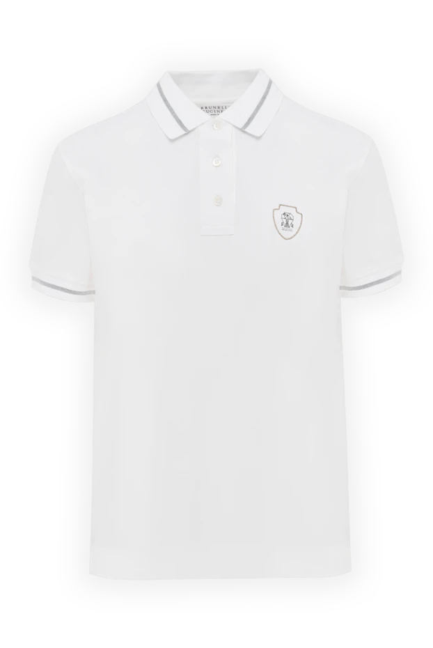 Хлопковое поло с вышитым гербом с эмблемой женское белое - фото 1