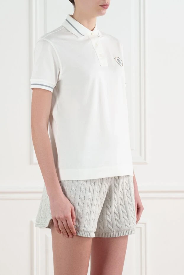 Brunello Cucinelli cotton polo with embroidered coat of arms with emblem women's white 186785 - photo 3