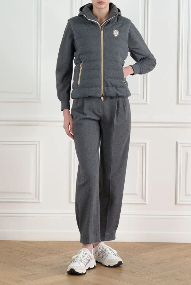 Women's gray down vest with logo - photo 2