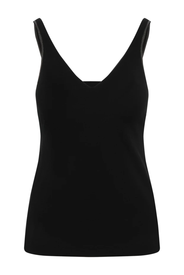 Топ из эластичного хлопкового джерси с цепочкой Мониль черный - фото 1