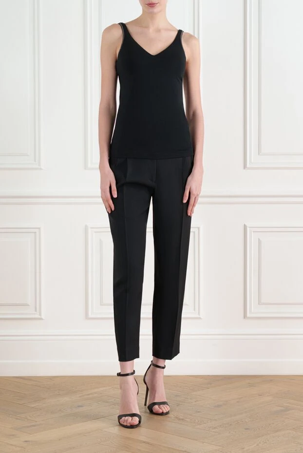 Brunello Cucinelli stretch cotton jersey top with monil chain black 186793 - photo 2