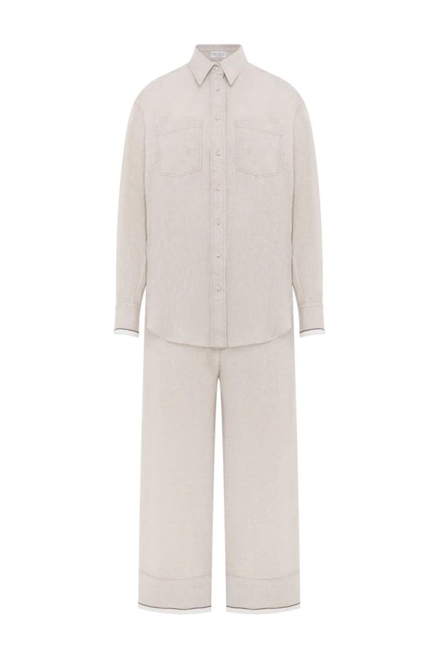 Linen trouser suit with shiny cuffs - photo 1