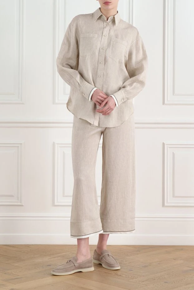 Brunello Cucinelli linen trouser suit with shiny cuffs 186794 - photo 2