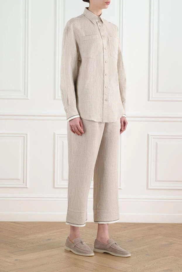 Brunello Cucinelli linen trouser suit with shiny cuffs 186794 - photo 3