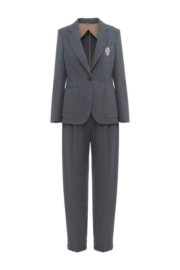 Бір төсті күрте, логотипі патч және шалбар, сұр түсті - фото 1